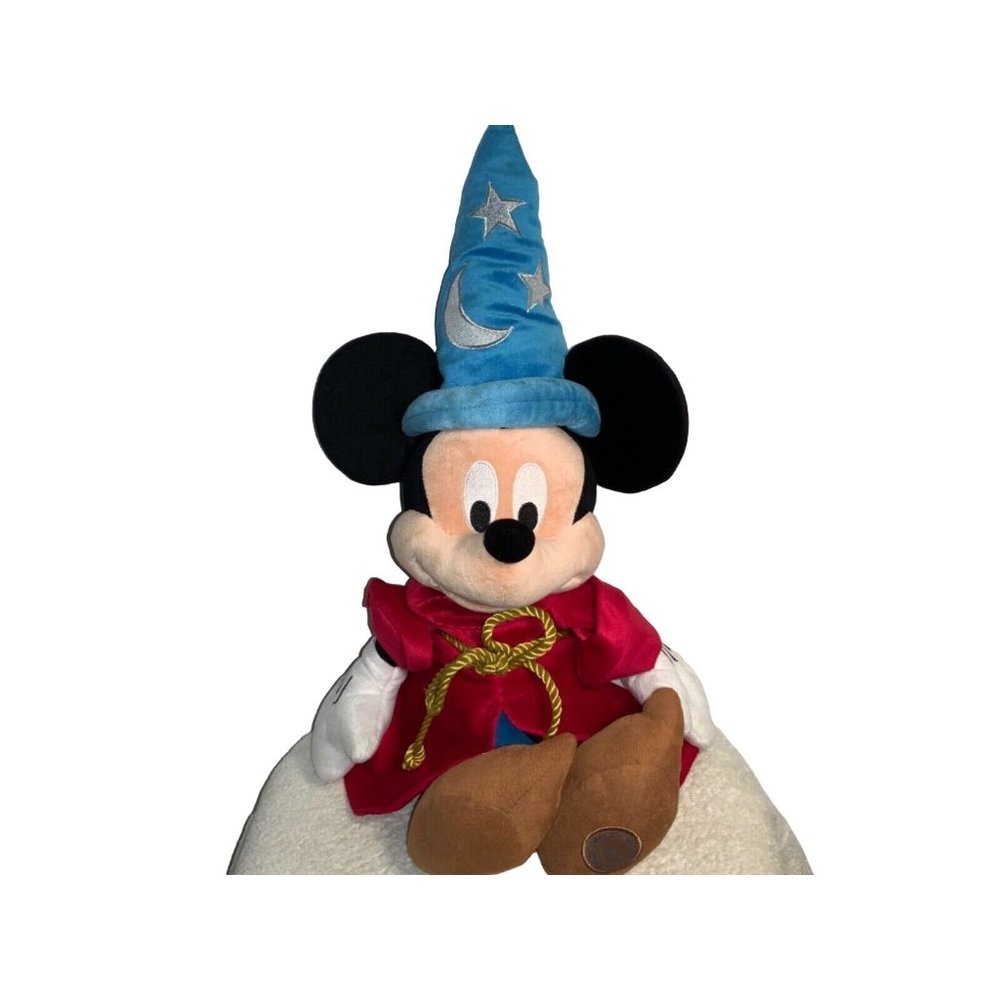 Disney Parks 24” Mickey Mouse Fantasia Sorcerer Plush Toy With Wizard Hat